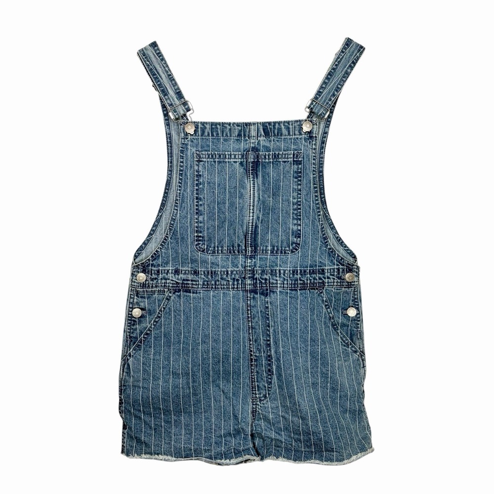 Madewell Short Overalls Railroad Stripe Denim Sz Small Shortalls Coastal Cowgirl